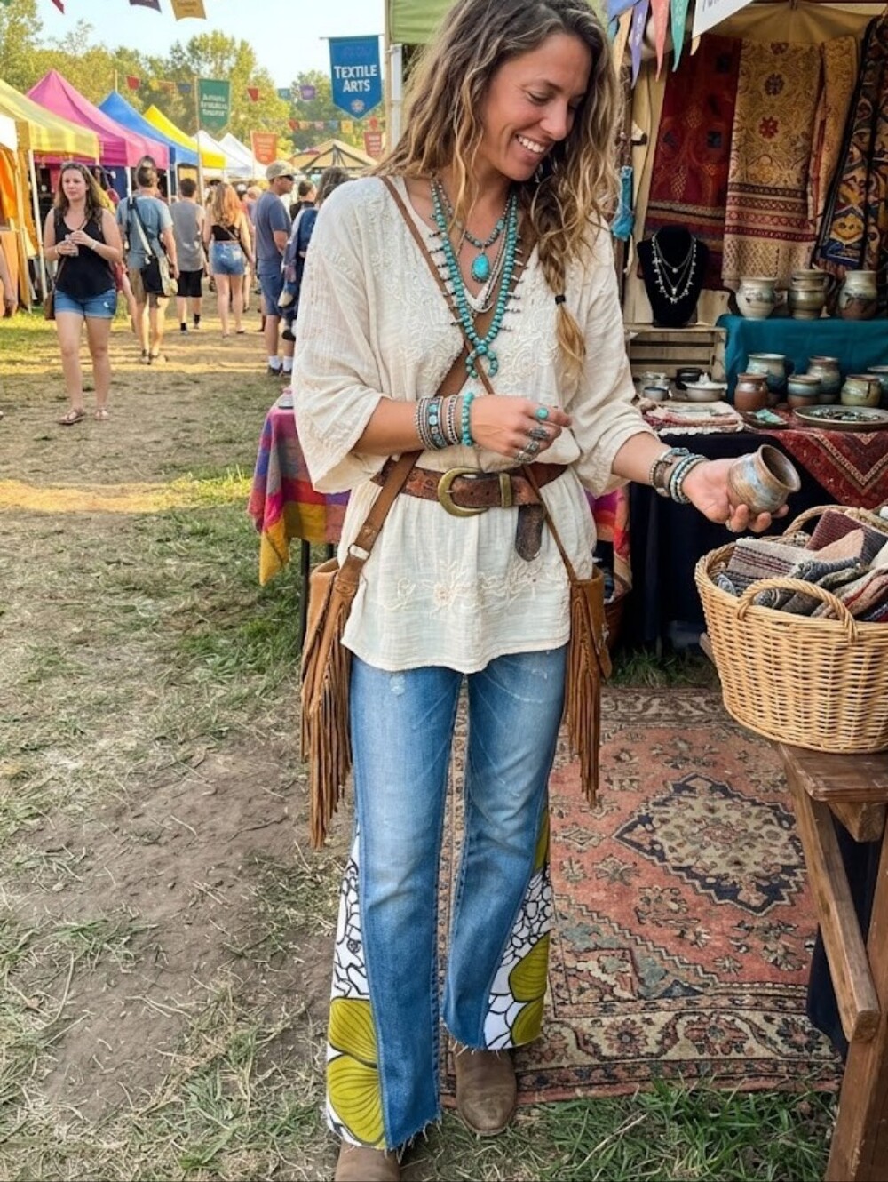 Upcycled Moussy Boho Stretch Flare Jeans Size 27